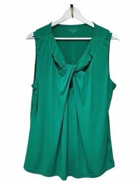 💚Metaphor Vibrant Sleeveless Twist-Front Emerald Green Blouse-Office Wear💚